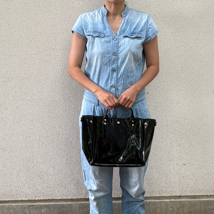 Colored PVC (Clear Handle) Tote L/Black