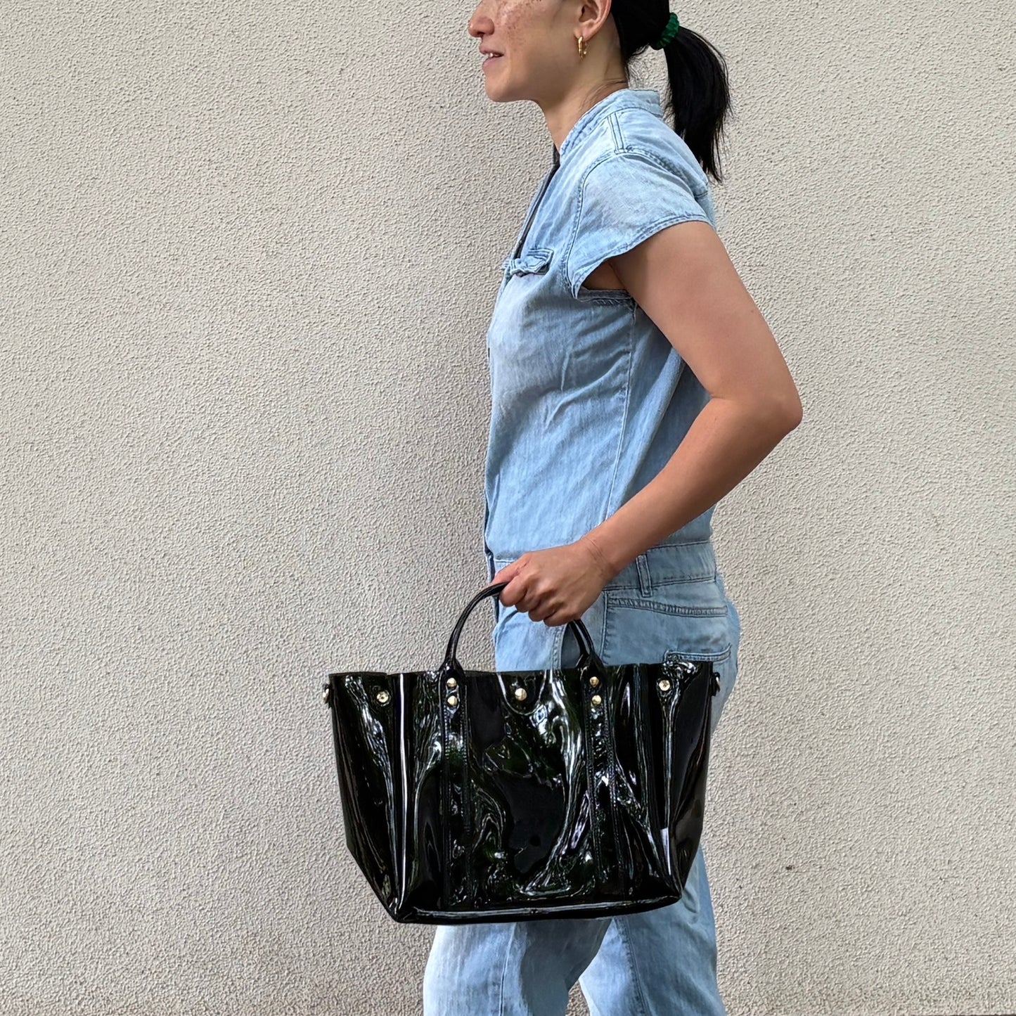 Colored PVC (Clear Handle) Tote L/Bark Brown