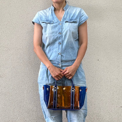 ＜限定カラー＞Colored PVC(ClearHandle)ToteM/Orange &Blue