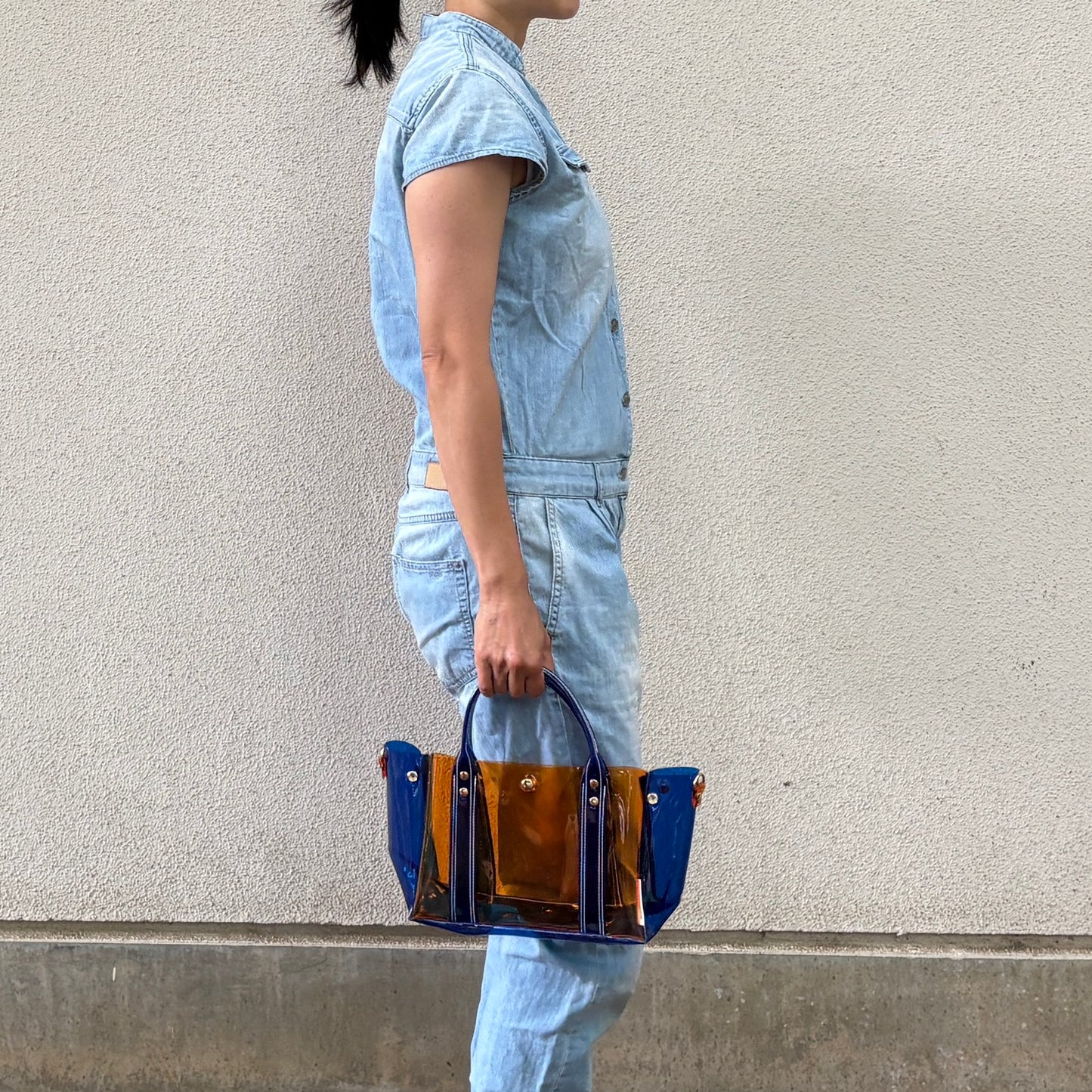 ＜限定カラー＞Colored PVC(ClearHandle)ToteM/Orange &Blue