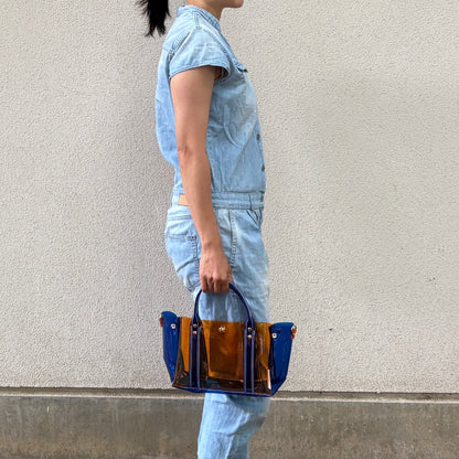 ＜限定カラー＞Colored PVC(ClearHandle)ToteM/Orange &Blue