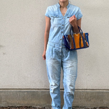 ＜限定カラー＞Colored PVC(ClearHandle)ToteM/Orange &Blue