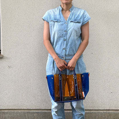 ＜限定カラー＞Colored PVC(ClearHandle)ToteL/Orange&Blue