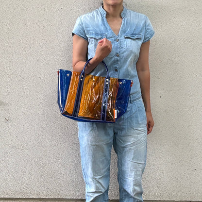 ＜限定カラー＞Colored PVC(ClearHandle)ToteL/Orange&Blue
