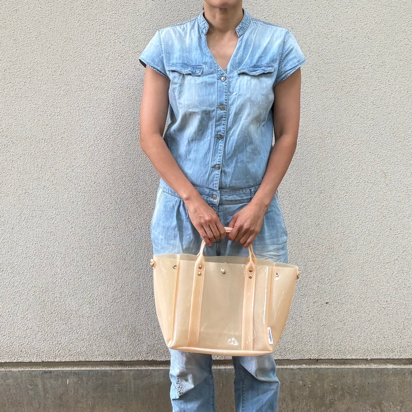 Colored PVC (Clear Handle) Tote L/Ecru
