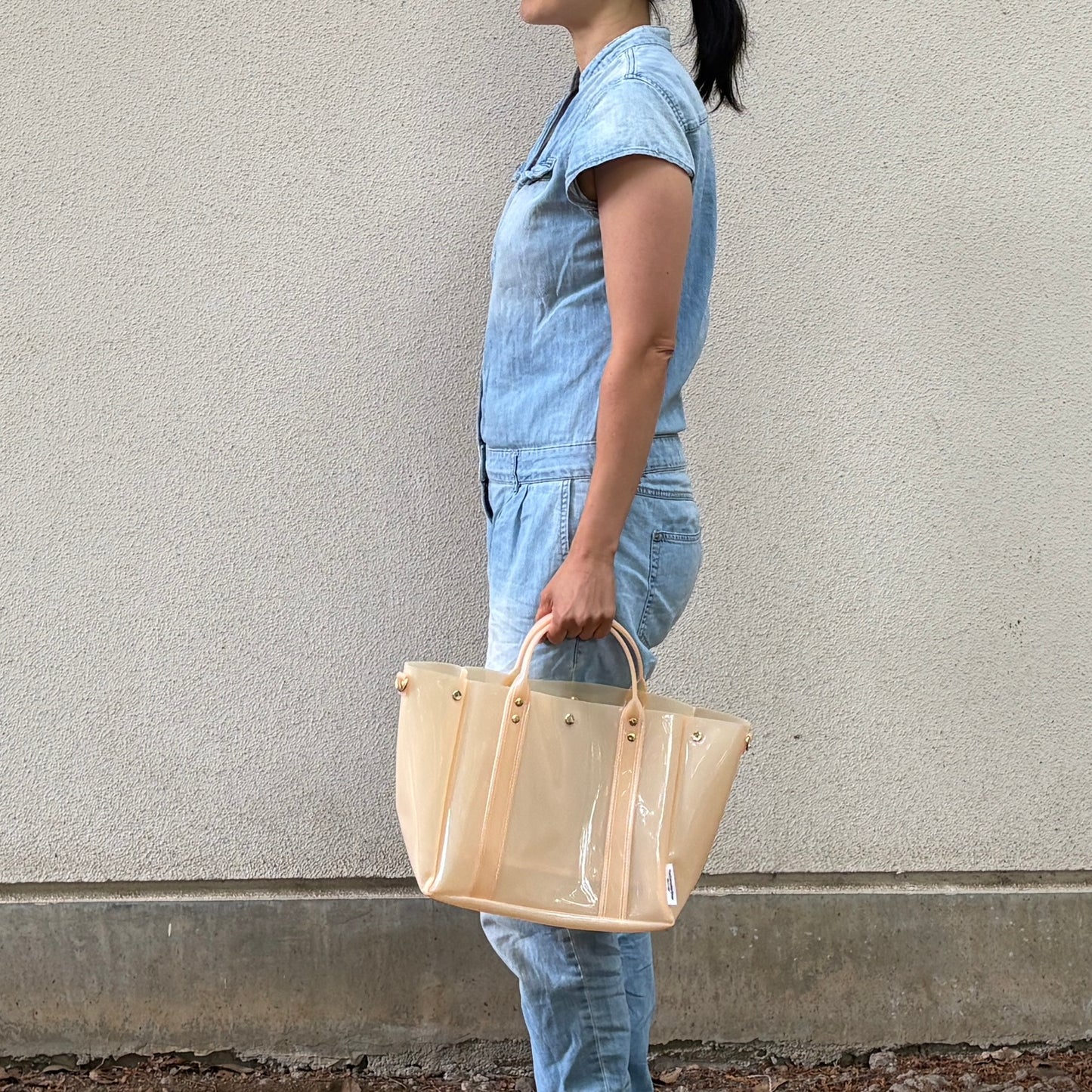 Colored PVC (Clear Handle) Tote L/Ecru