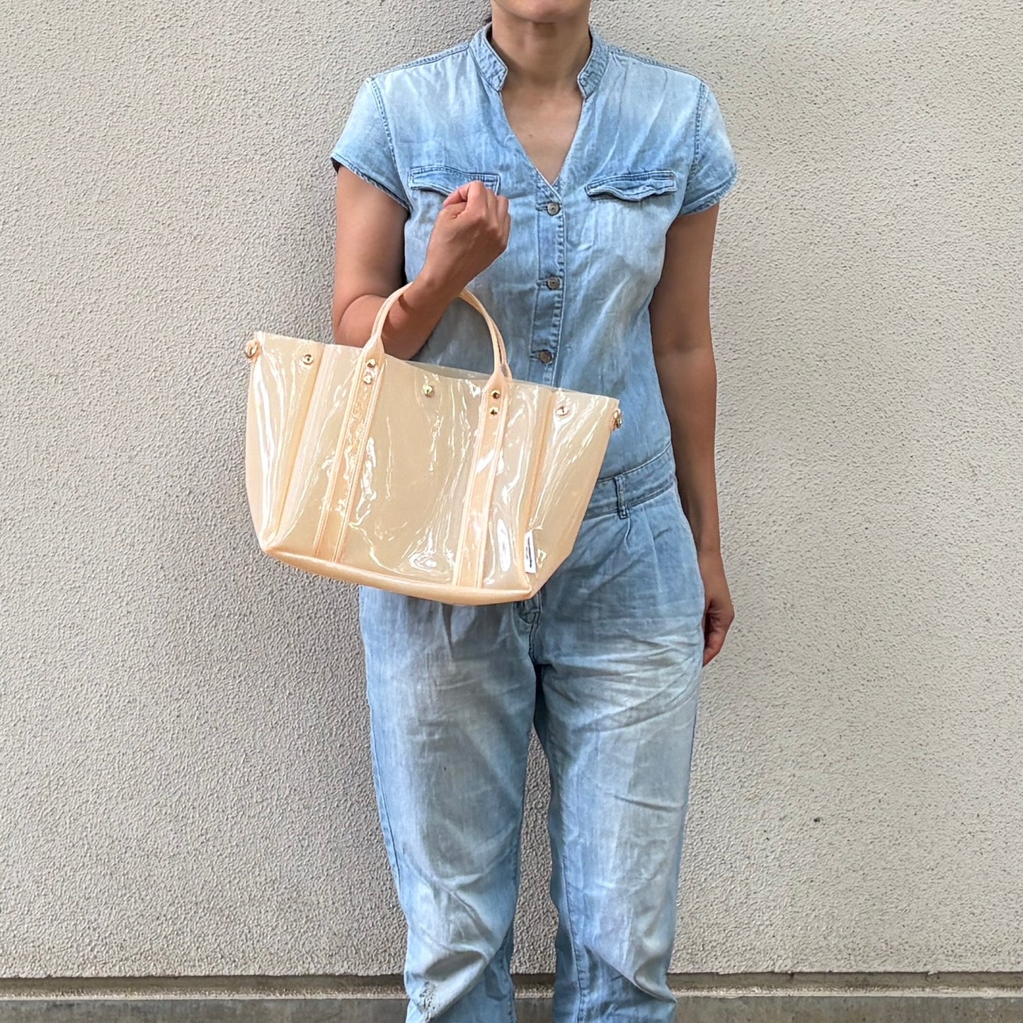 Colored PVC (Clear Handle) Tote L/Ecru
