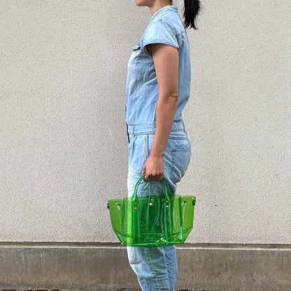 Colored PVC(ClearHandle)ToteM/GrassGreen