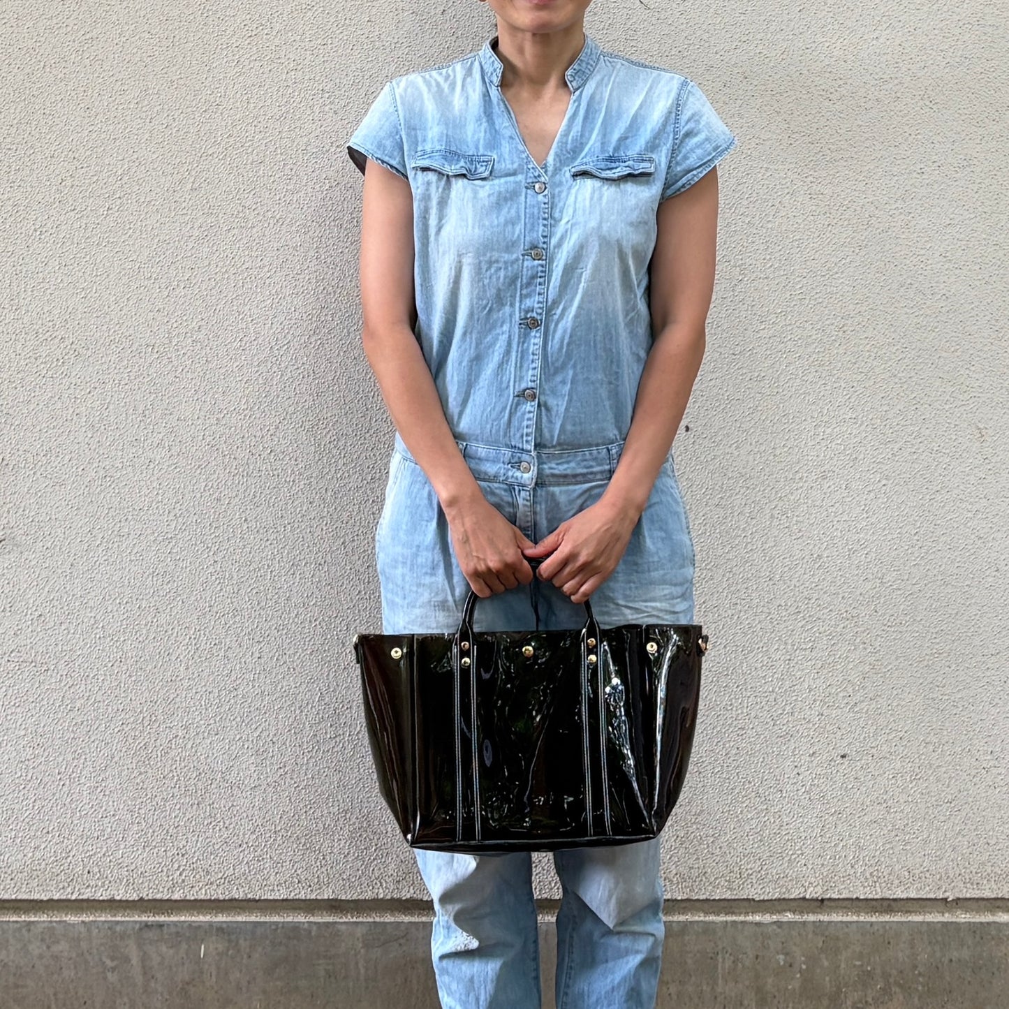 Colored PVC (Clear Handle) Tote L/Black