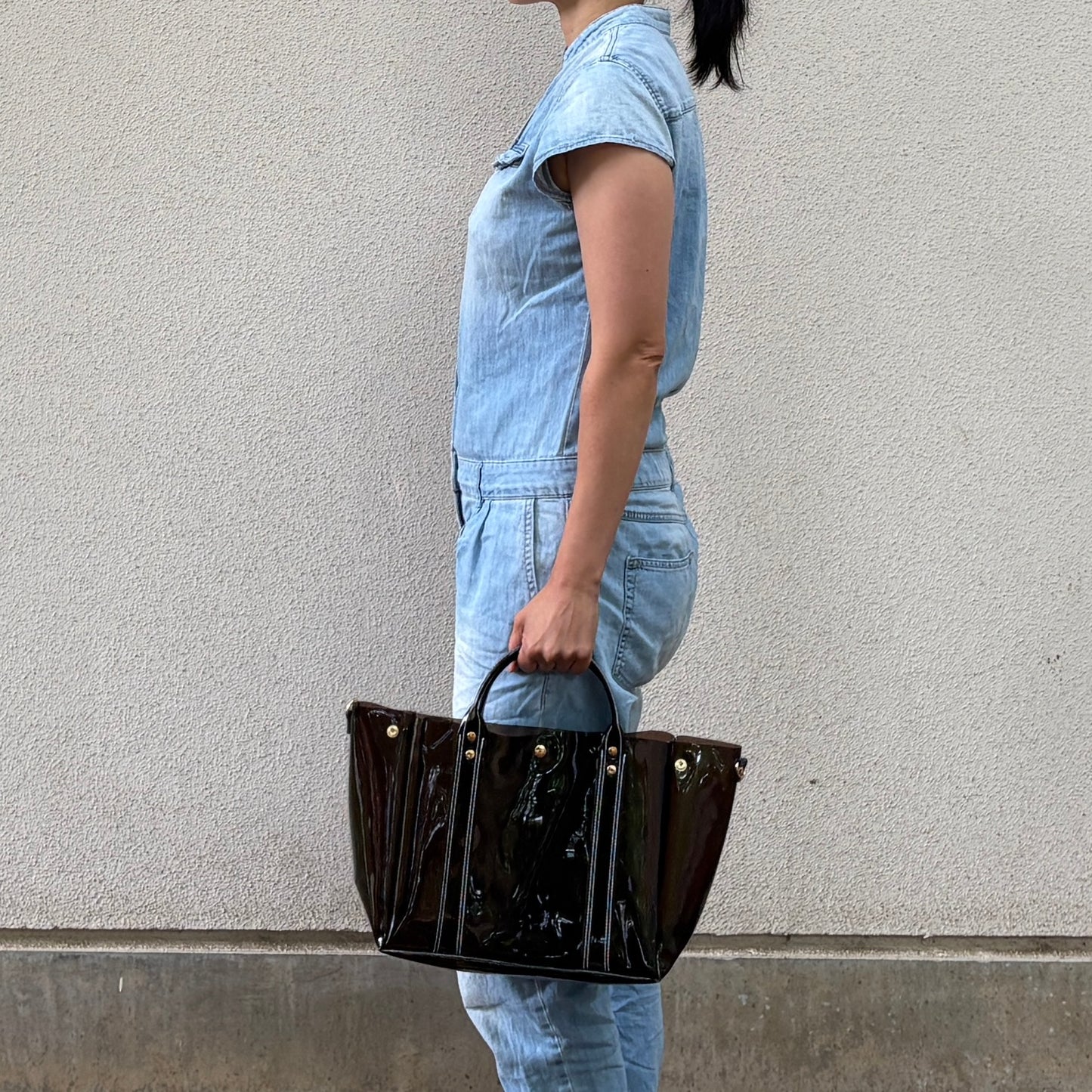 Colored PVC (Clear Handle) Tote L/Black