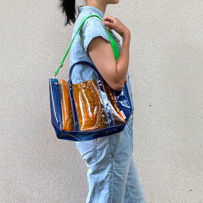 ＜限定カラー＞Colored PVC(ClearHandle)ToteL/Orange&Blue