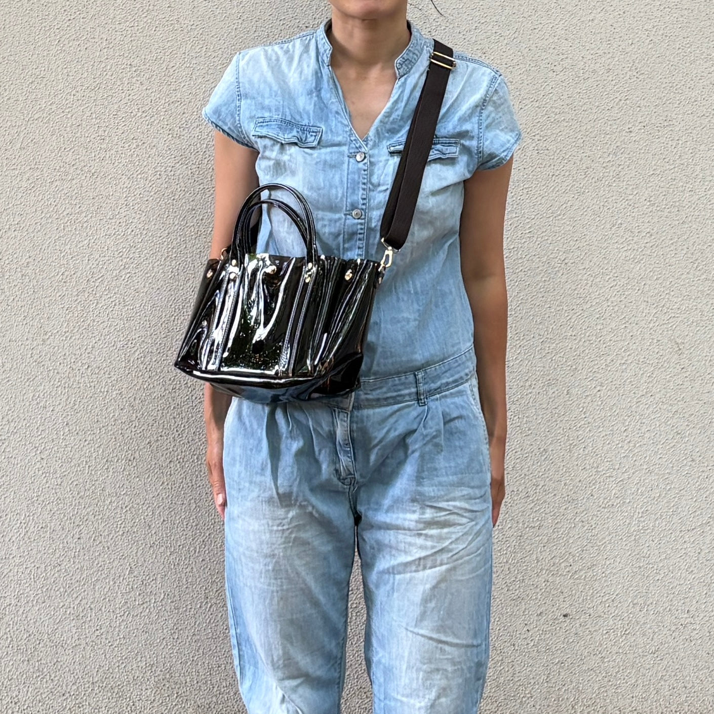 Colored PVC (Clear Handle) Tote M / Dark Brown