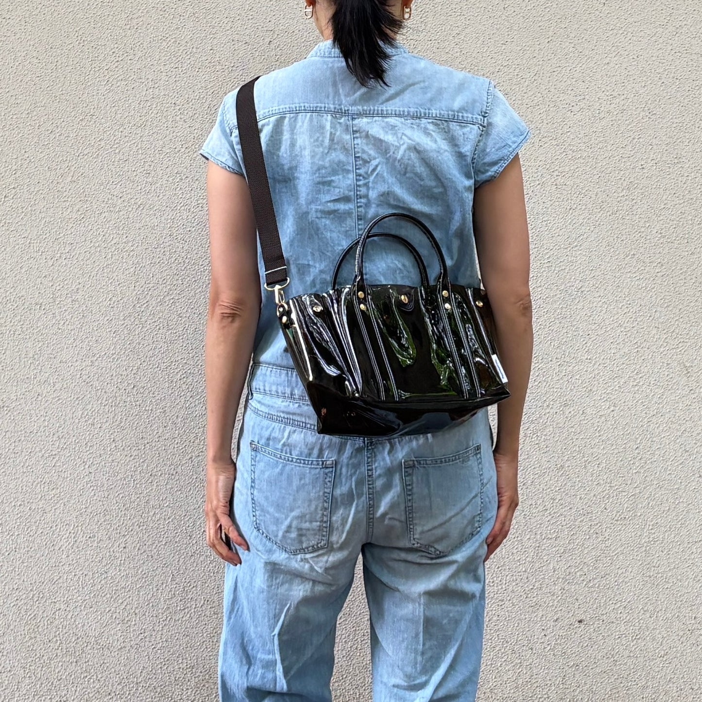 Colored PVC (Clear Handle) Tote M / Dark Brown