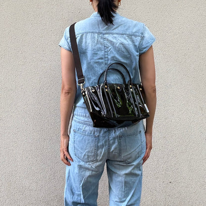 Colored PVC (Clear Handle) Tote M / Dark Brown