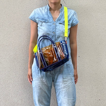 ＜限定カラー＞Colored PVC(ClearHandle)ToteM/Orange &Blue