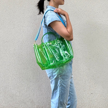 Colored PVC (Clear Handle) Tote L / Grass Green