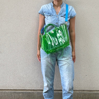 Colored PVC (Clear Handle) Tote L / Grass Green