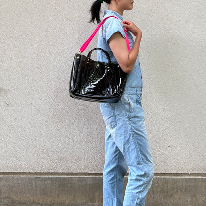 Colored PVC (Clear Handle) Tote L/Black