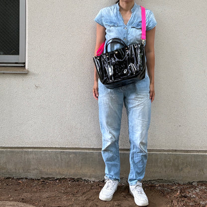 Colored PVC (Clear Handle) Tote L/Black