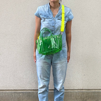 Colored PVC(ClearHandle)ToteM/GrassGreen