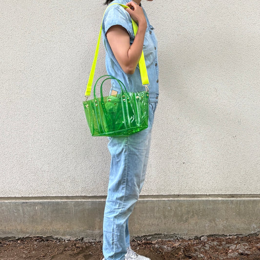 Colored PVC(ClearHandle)ToteM/GrassGreen