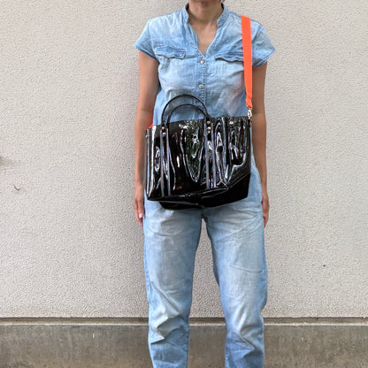Colored PVC (Clear Handle) Tote L/Bark Brown
