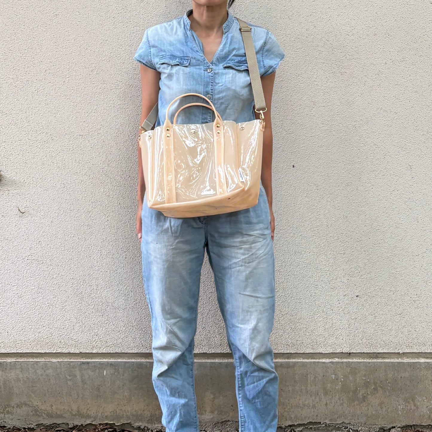 Colored PVC (Clear Handle) Tote L/Ecru