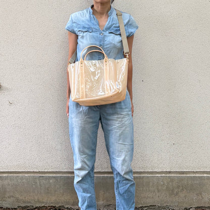Colored PVC (Clear Handle) Tote L/Ecru