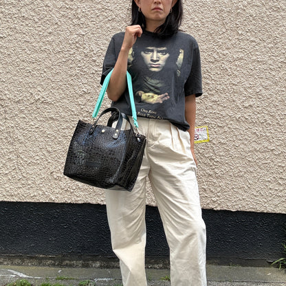 Limited stock) Early June Colored PVC (Leather Handle) Tote M / 🐊Crocodile Black