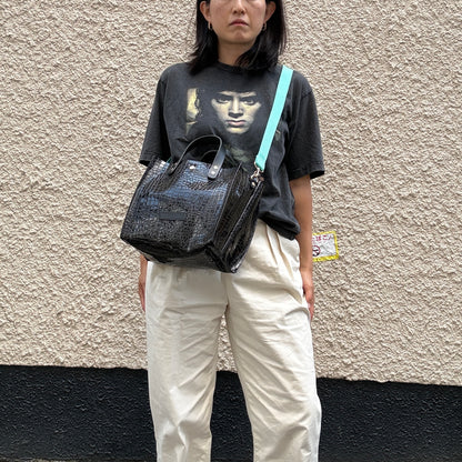 Limited stock) Early June Colored PVC (Leather Handle) Tote M / 🐊Crocodile Black
