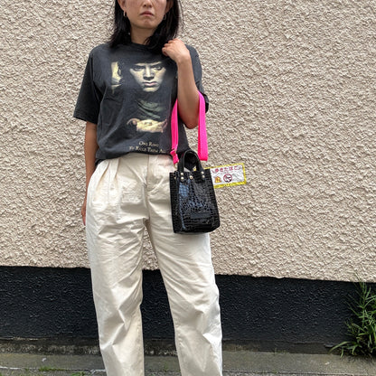 Colored PVC (Leather Handle) Pochette / 🐊 Crocodile Black