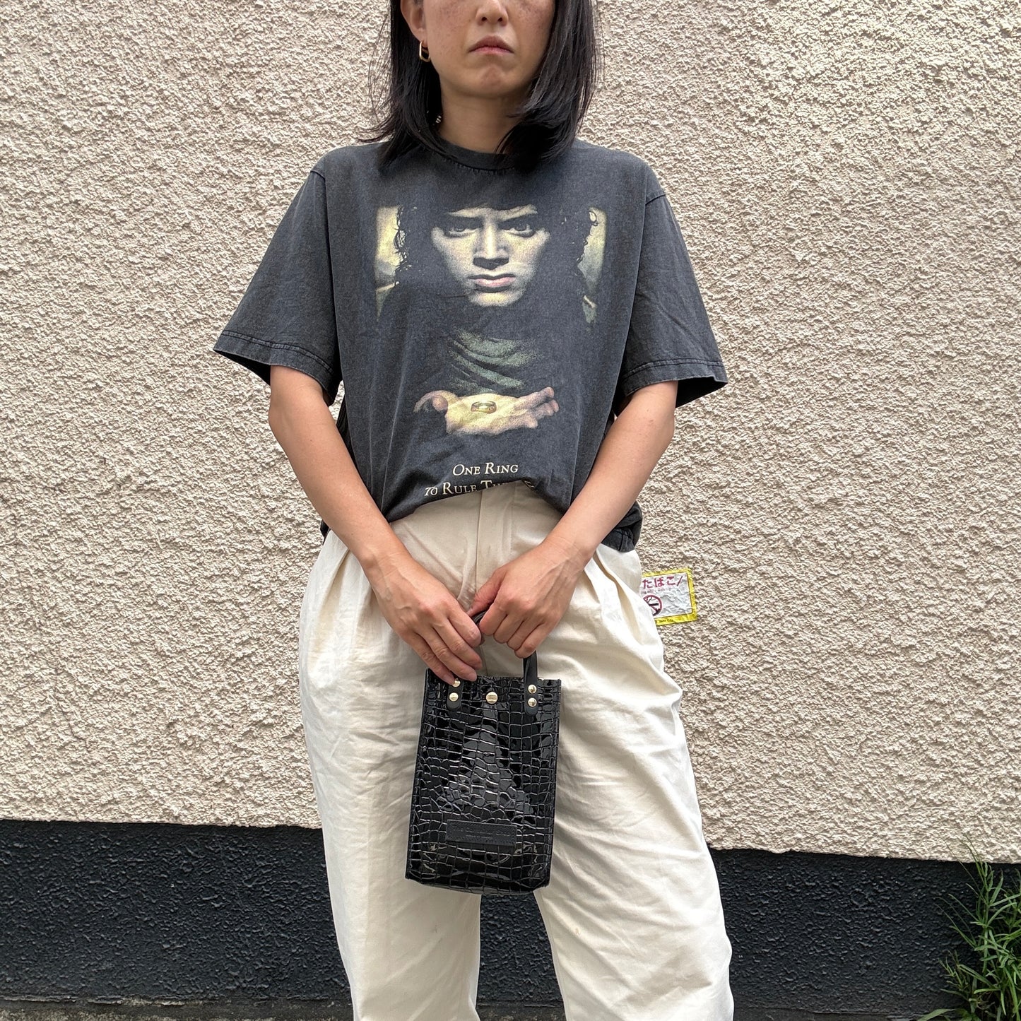 Colored PVC (Leather Handle) Pochette / 🐊 Crocodile Black