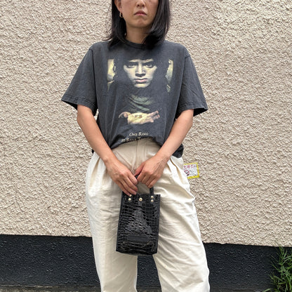 Colored PVC (Leather Handle) Pochette / 🐊 Crocodile Black