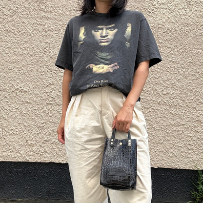 Colored PVC (Leather Handle) Pochette / 🐊 Crocodile Black