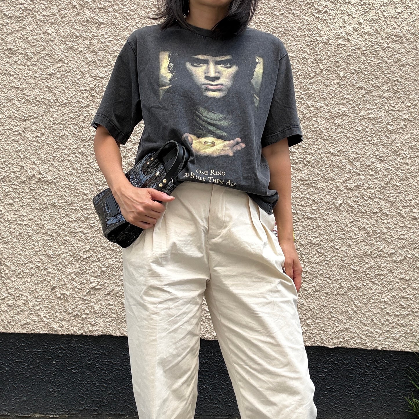 Colored PVC (Leather Handle) Pochette / 🐊 Crocodile Black
