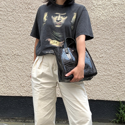 Limited stock) Early June Colored PVC (Leather Handle) Tote M / 🐊Crocodile Black