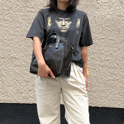 Limited stock) Early June Colored PVC (Leather Handle) Tote M / 🐊Crocodile Black