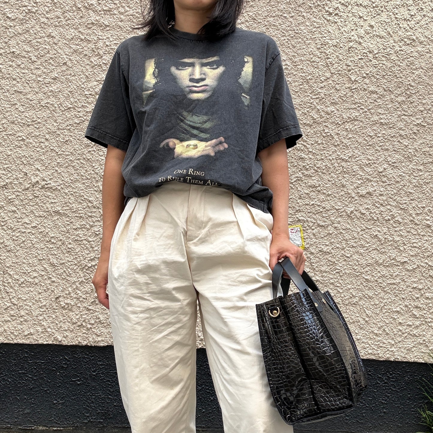 Limited stock) Early June Colored PVC (Leather Handle) Tote M / 🐊Crocodile Black