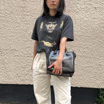 Limited stock) Early June Colored PVC (Leather Handle) Tote M / 🐊Crocodile Black