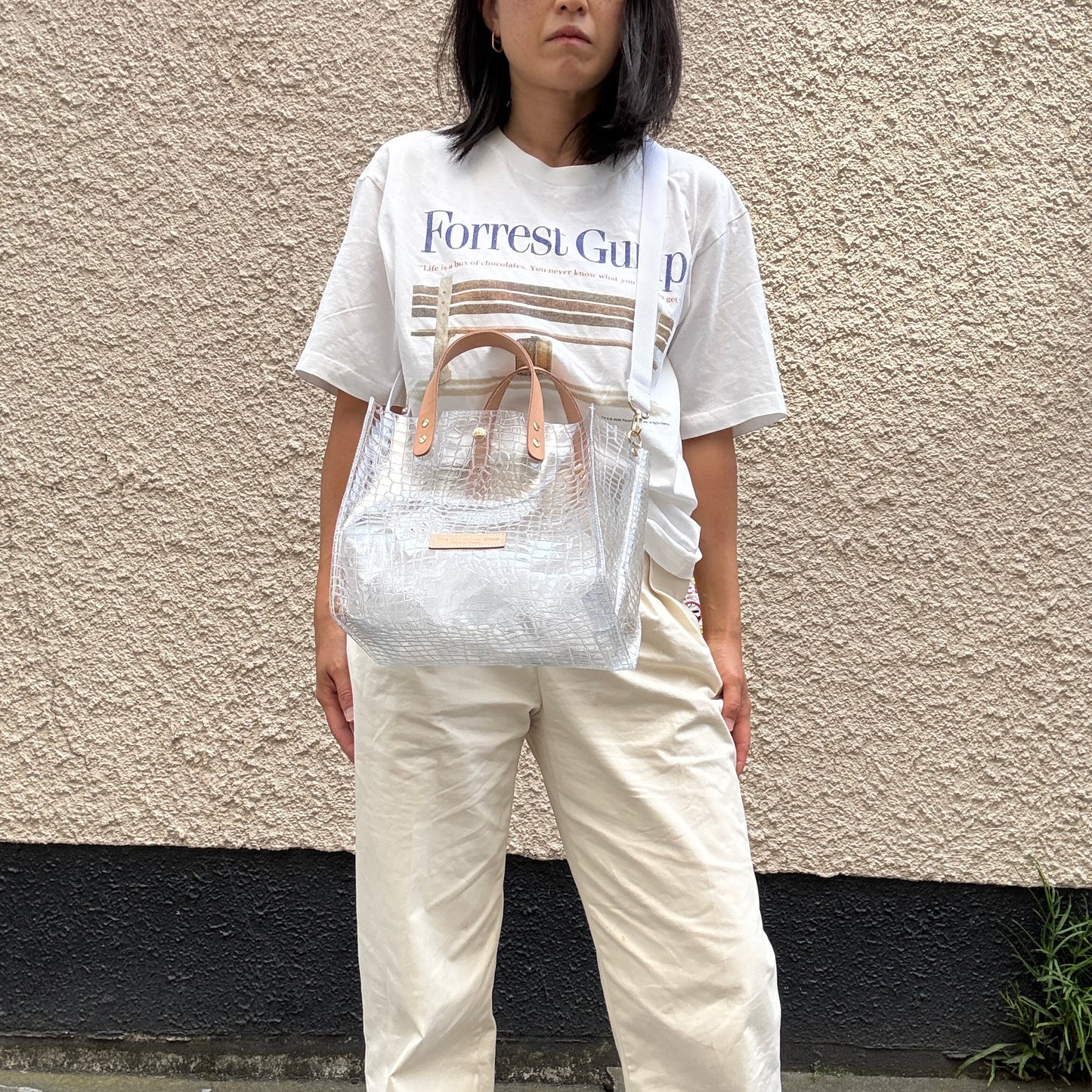 残りわずか）＜新色＞Colored PVC(LeatherHandle)ToteM/🐊Crocodile TOMEI