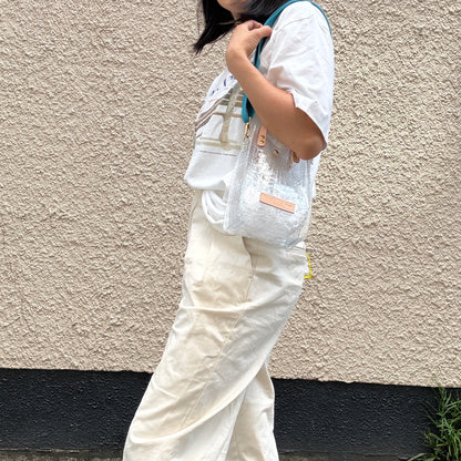 残りわずか）＜新色＞Colored PVC(LeatherHandle)Pochette/🐊Crocodile TOMEI