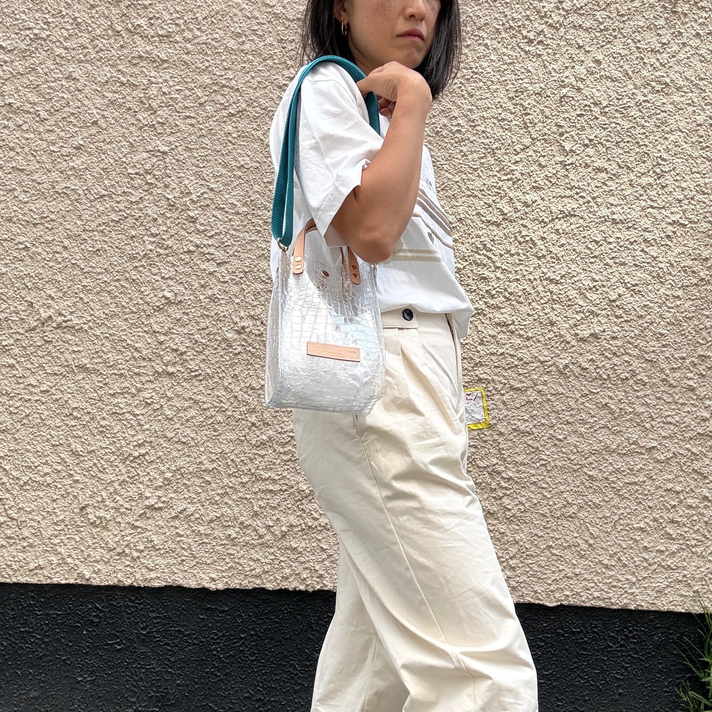 残りわずか）＜新色＞Colored PVC(LeatherHandle)Pochette/🐊Crocodile TOMEI