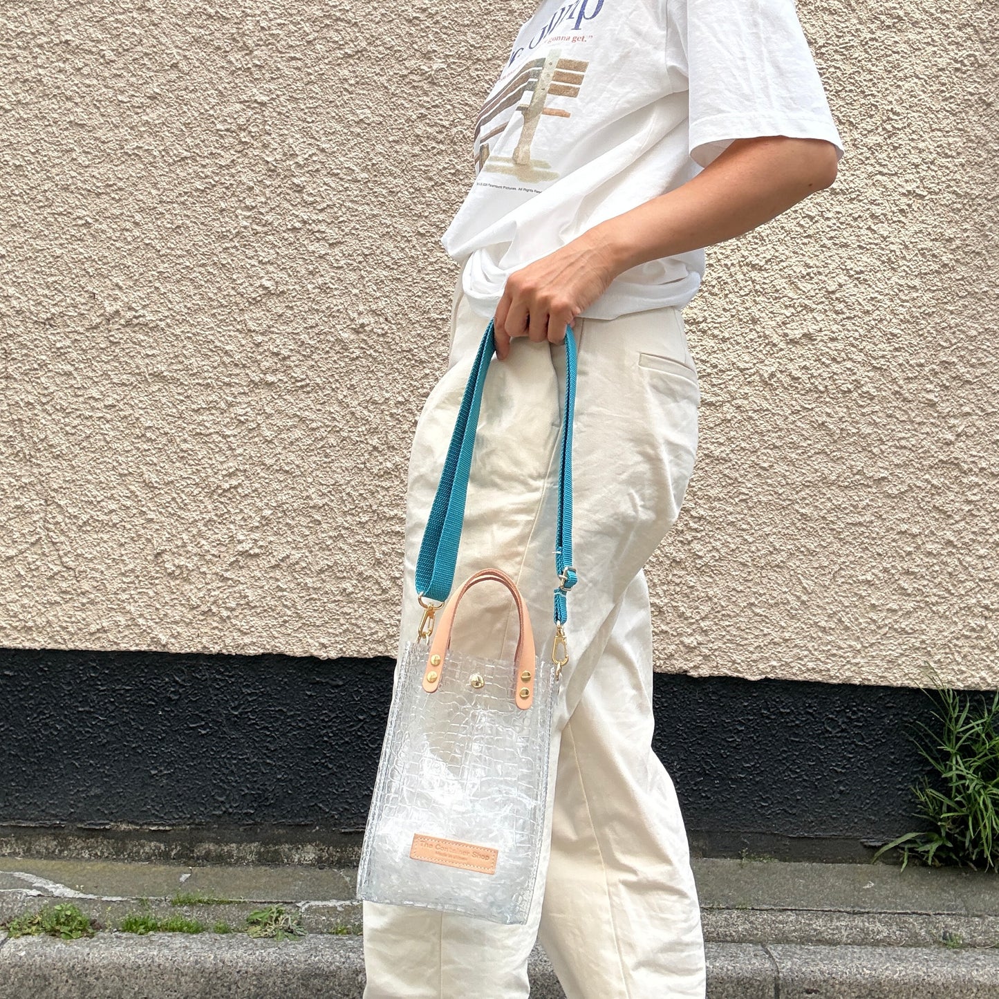 残りわずか）＜新色＞Colored PVC(LeatherHandle)Pochette/🐊Crocodile TOMEI