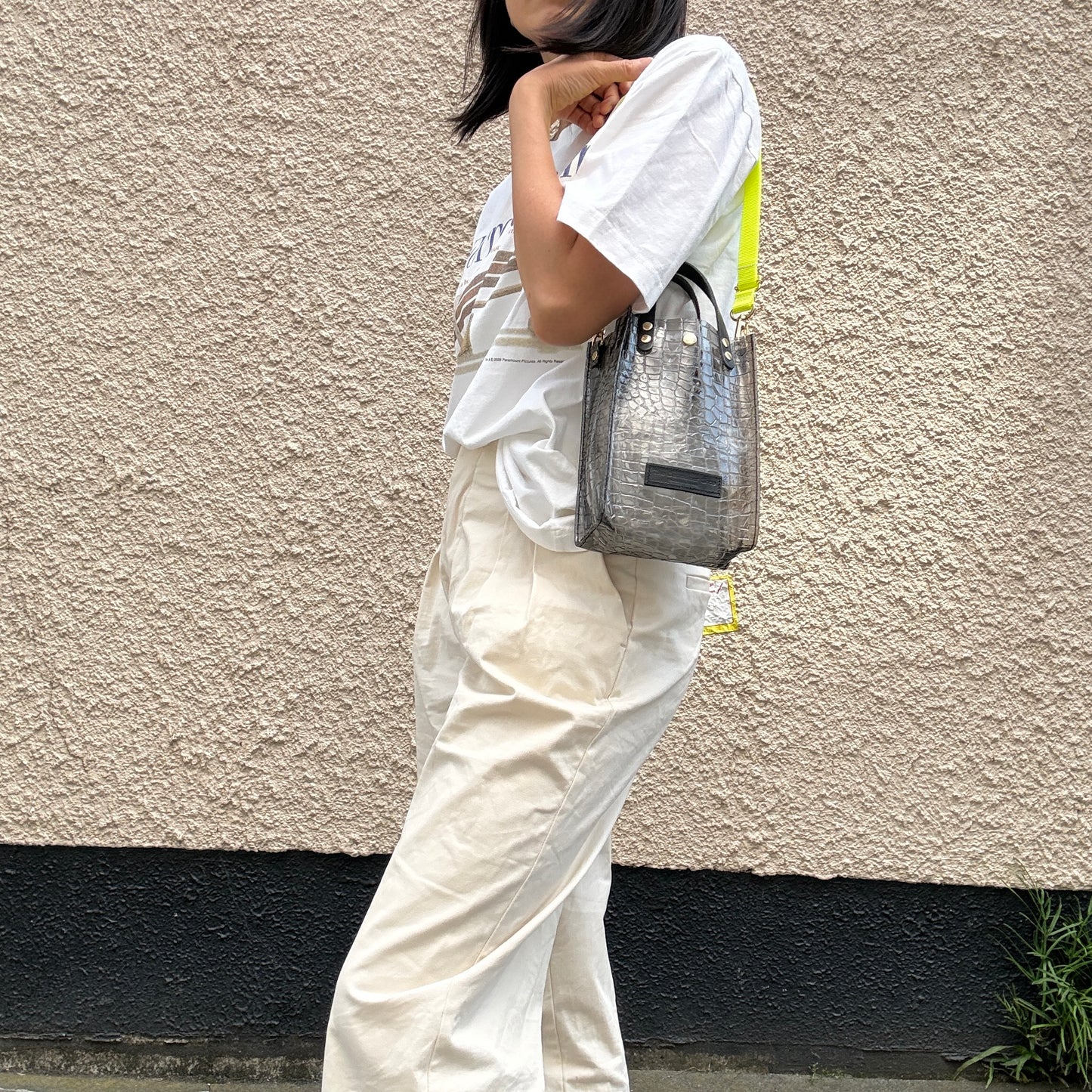 Early July <Pre-order> Colored PVC (Leather Handle) Pochette / 🐊Crocodile Clear Grey