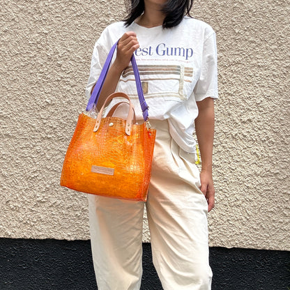 7月上旬＜予約＞Colored PVC(LeatherHandle)ToteM/🐊Crocodile Orange