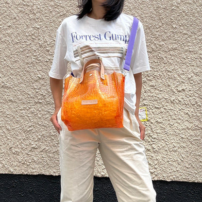 7月上旬＜予約＞Colored PVC(LeatherHandle)ToteM/🐊Crocodile Orange