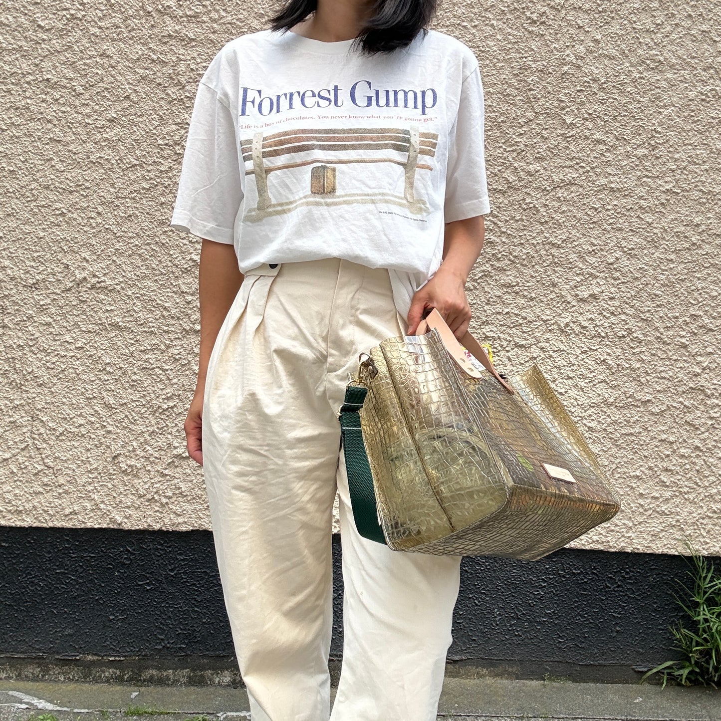 7月上旬発送＜新色＞Colored PVC(LeatherHandle)Tote L/ 🐊Crocodile Kahki Brown