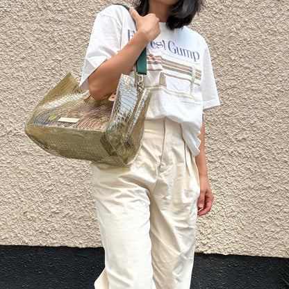 7月上旬発送＜新色＞Colored PVC(LeatherHandle)Tote L/ 🐊Crocodile Kahki Brown