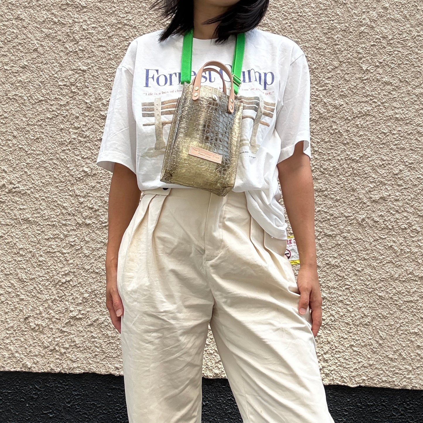 7月上旬発送予約＜新色＞Colored PVC(LeatherHandle)Pochette/🐊Crocodile Kahki Brown