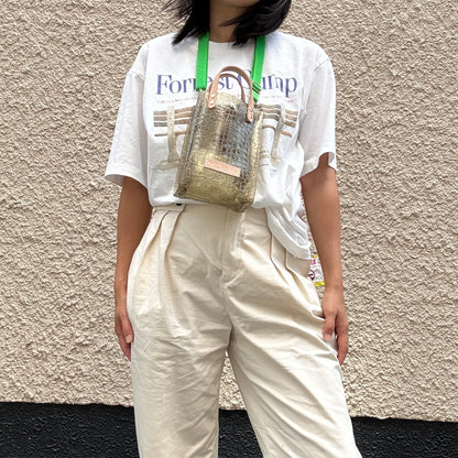7月上旬発送予約＜新色＞Colored PVC(LeatherHandle)Pochette/🐊Crocodile Kahki Brown